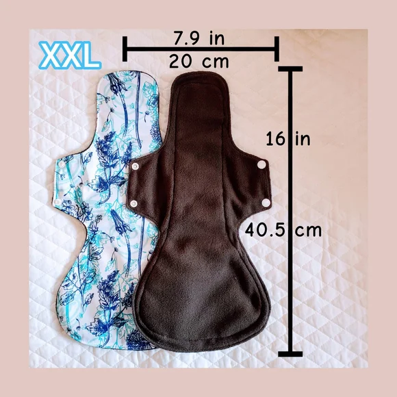 6 L & 5 XXL - Reusable Menstrual Pads - Absorbent Bamboo Charcoal - Picture 3 of 4